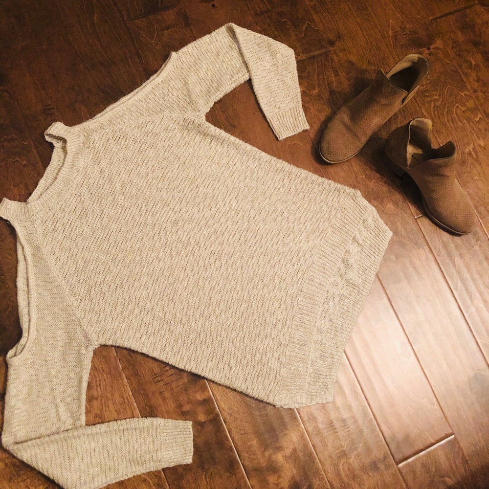Charlotte Russe Cream open shoulder sweater
